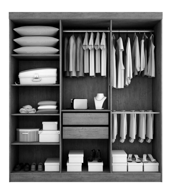 Guarda Roupa Espanha 6 Portas Guarda Roupa Espanha 6 Portas e 2 Gavetas - Café/OffWhite – Baronesa Móveis