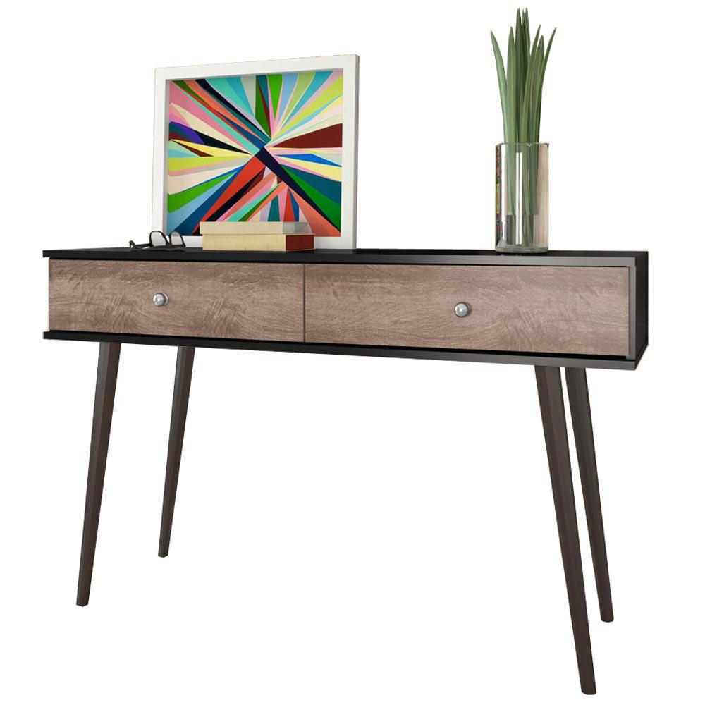 Aparador Retrô Pé Palito Nicoli RT 3031 c/ 2 Gavetas – Preto/Rústico