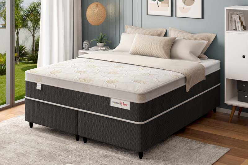 Base Box + Colchão Queen Smartflex Black Molas Ensacadas 158×198